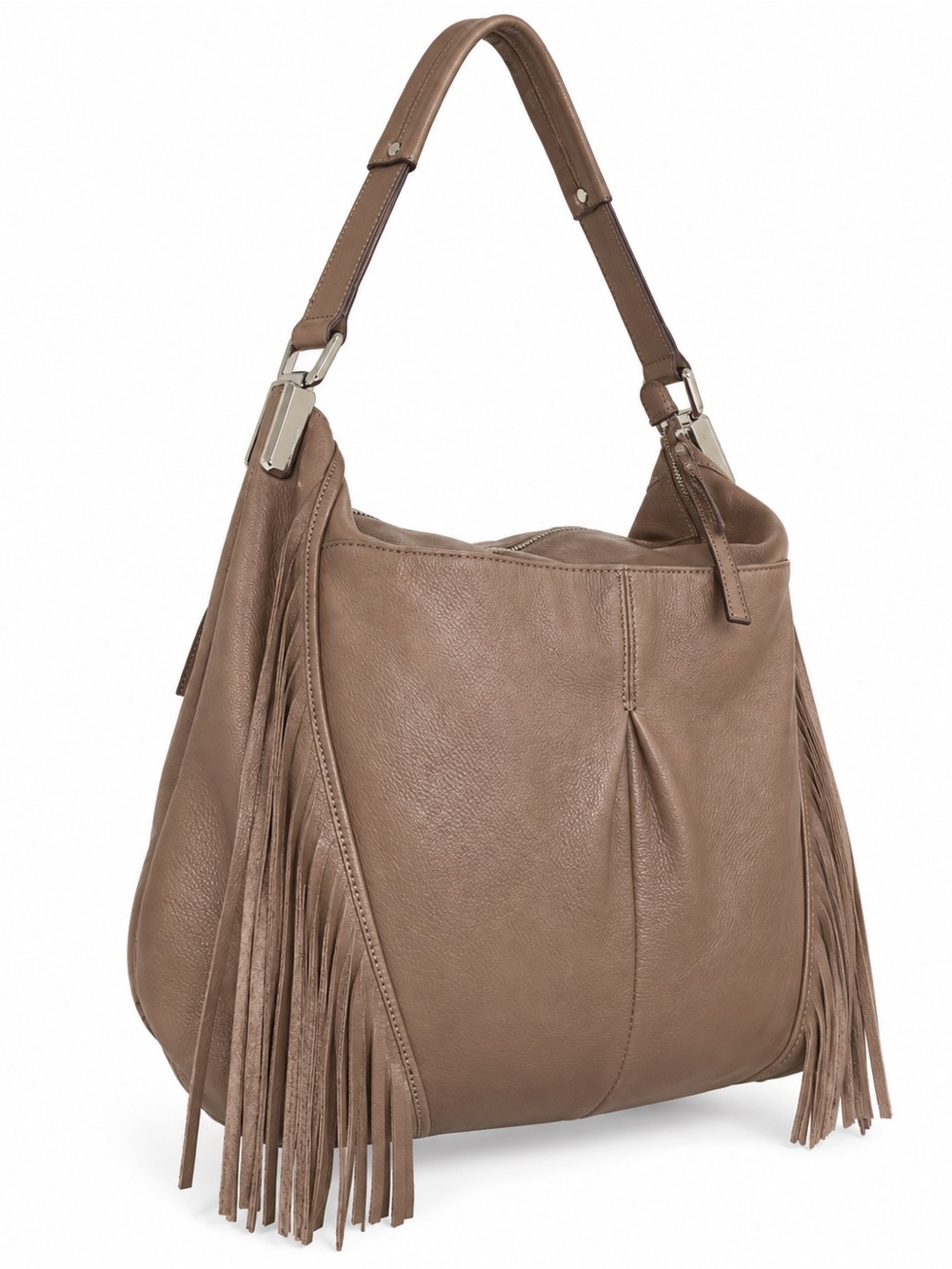 B. MAKOWSKY Taupe Leather Fringe Shoulder Bag - Women's Handbag❤️❤️❤️ - Picture 3 of 7